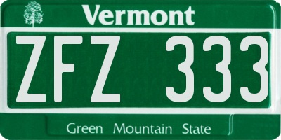 VT license plate ZFZ333