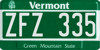 VT license plate ZFZ335