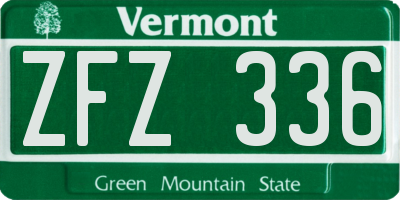 VT license plate ZFZ336