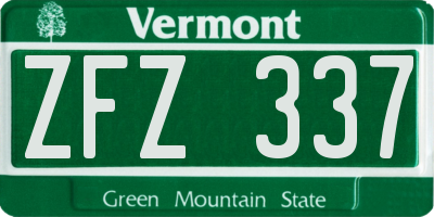 VT license plate ZFZ337
