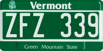 VT license plate ZFZ339