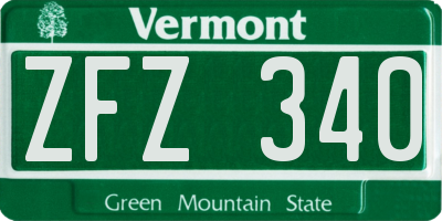 VT license plate ZFZ340