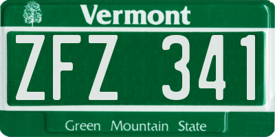 VT license plate ZFZ341