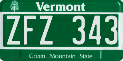 VT license plate ZFZ343