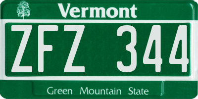 VT license plate ZFZ344