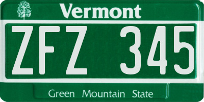 VT license plate ZFZ345