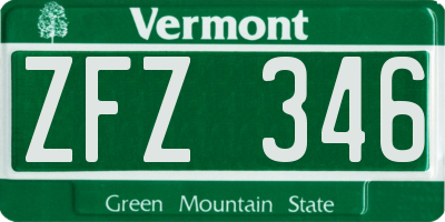 VT license plate ZFZ346