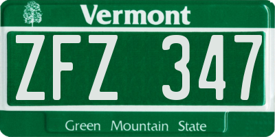 VT license plate ZFZ347
