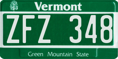 VT license plate ZFZ348