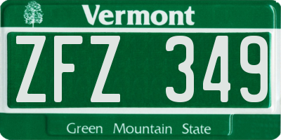 VT license plate ZFZ349