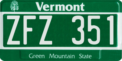 VT license plate ZFZ351