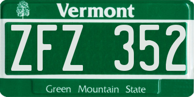 VT license plate ZFZ352
