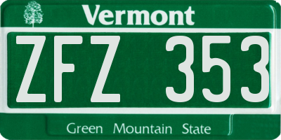 VT license plate ZFZ353