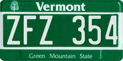 VT license plate ZFZ354