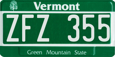 VT license plate ZFZ355