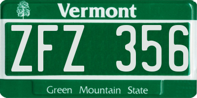 VT license plate ZFZ356