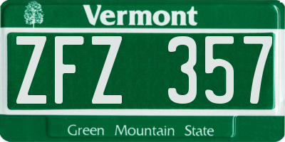 VT license plate ZFZ357