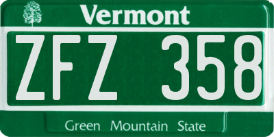 VT license plate ZFZ358