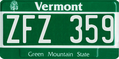 VT license plate ZFZ359