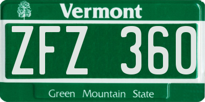 VT license plate ZFZ360