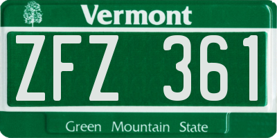 VT license plate ZFZ361