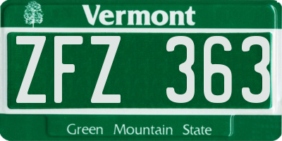 VT license plate ZFZ363