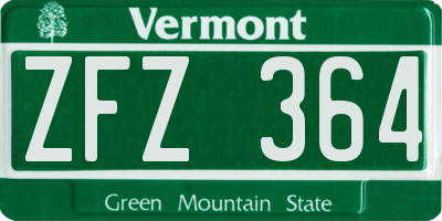 VT license plate ZFZ364