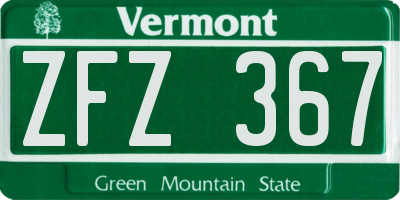 VT license plate ZFZ367