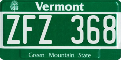 VT license plate ZFZ368