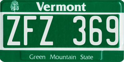 VT license plate ZFZ369