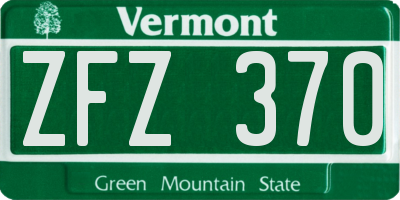 VT license plate ZFZ370