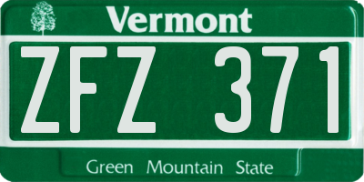 VT license plate ZFZ371