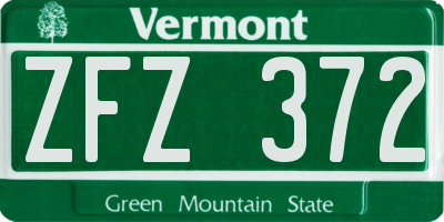 VT license plate ZFZ372
