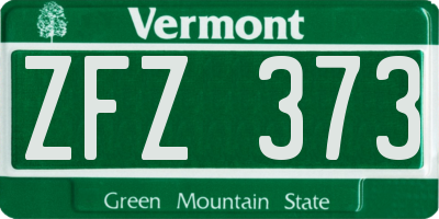 VT license plate ZFZ373