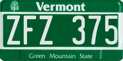 VT license plate ZFZ375