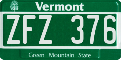 VT license plate ZFZ376