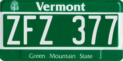 VT license plate ZFZ377