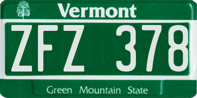 VT license plate ZFZ378