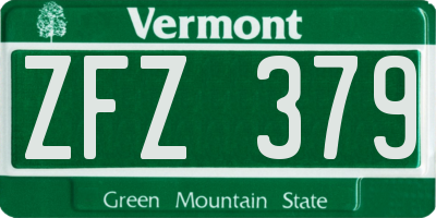 VT license plate ZFZ379