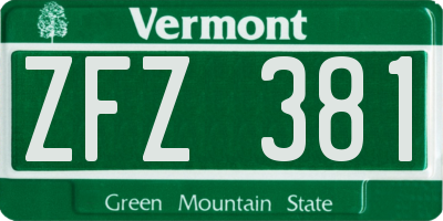 VT license plate ZFZ381