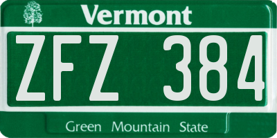 VT license plate ZFZ384