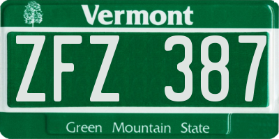 VT license plate ZFZ387