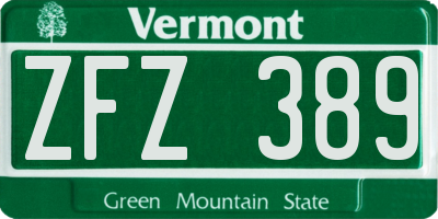 VT license plate ZFZ389