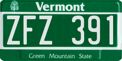 VT license plate ZFZ391