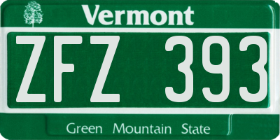 VT license plate ZFZ393