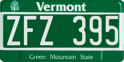 VT license plate ZFZ395