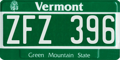 VT license plate ZFZ396