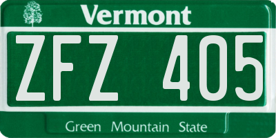 VT license plate ZFZ405