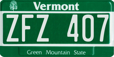 VT license plate ZFZ407