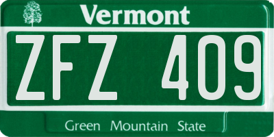 VT license plate ZFZ409